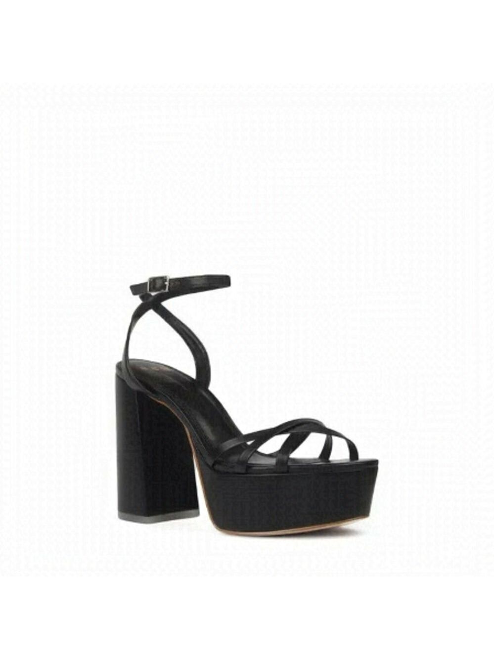 BLACK suede Studio "Emani" BNWT black strappy platform heels women NEW